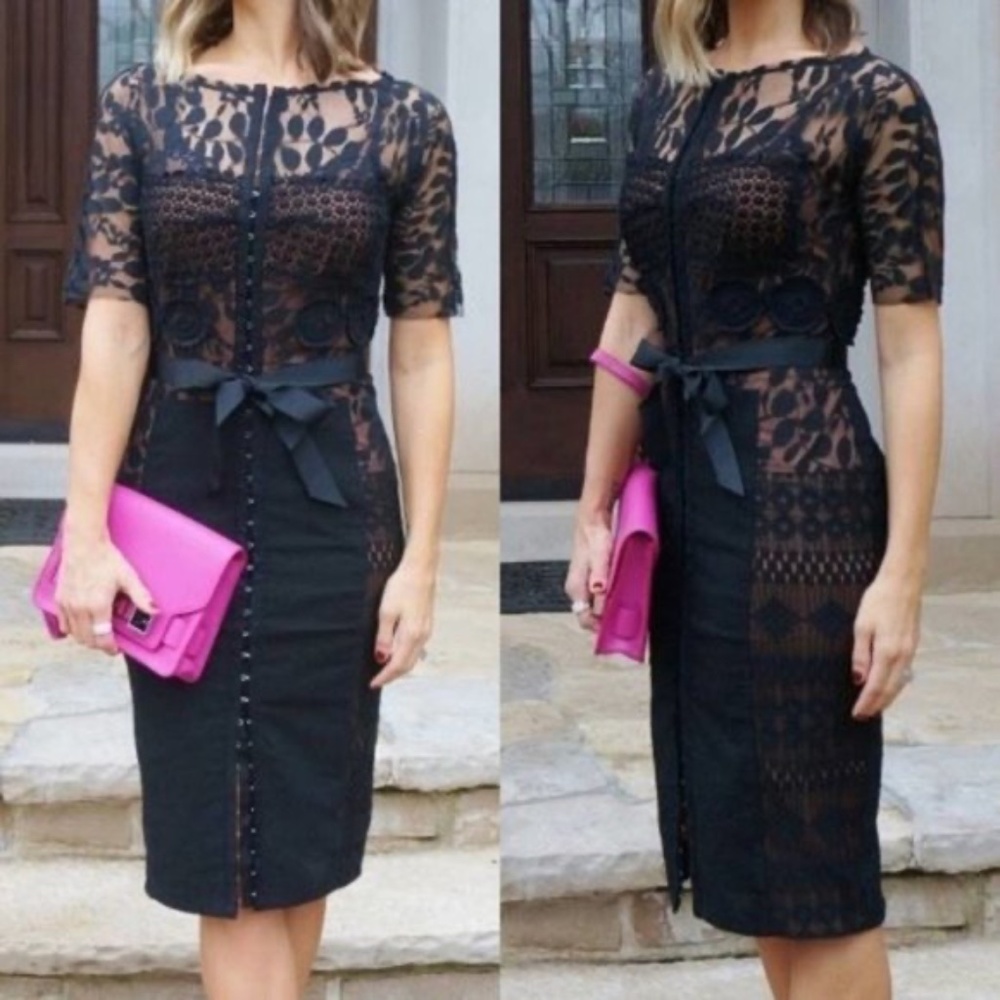 NWT Anthropologie Byron Lars Beguile Black Carissima Sheath Dress 14 - Picture 2 of 9